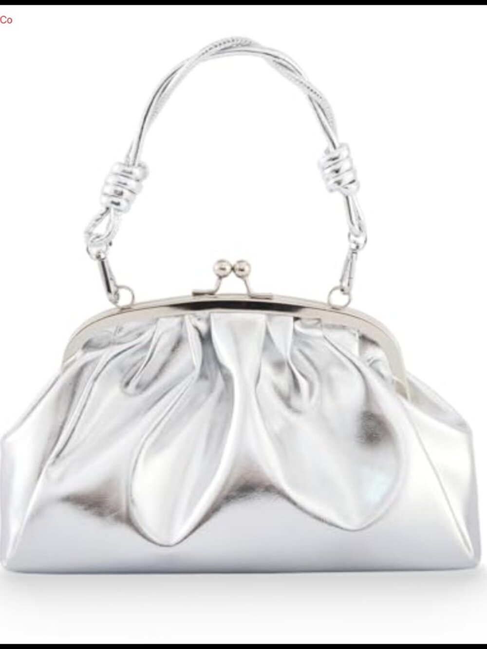 Metallic Vegan Leather Pleated Clutch Evening Bag with Chain